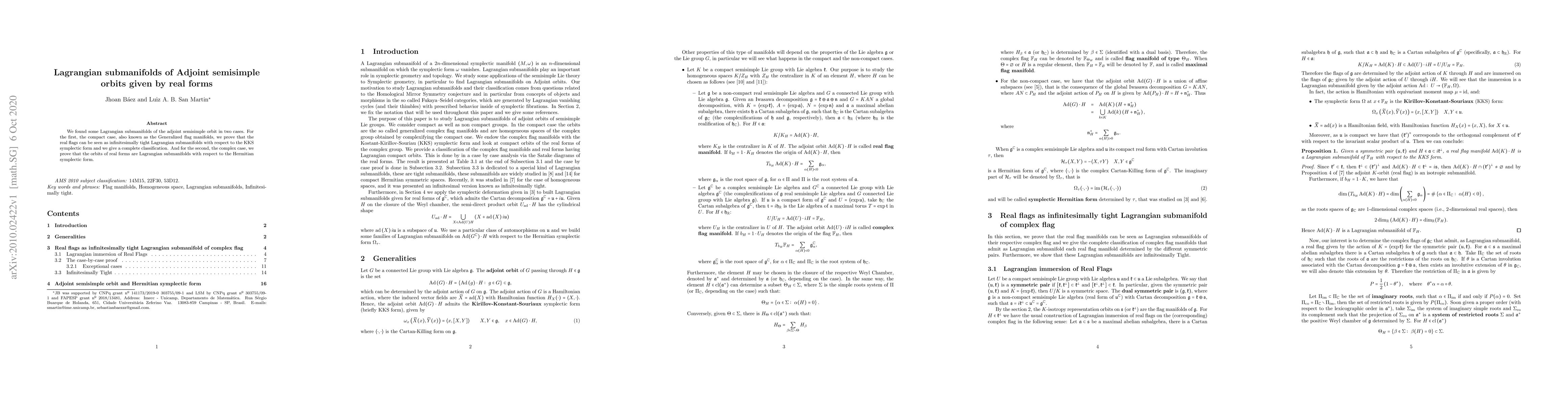 Thumbnail for Lagrangian submanifolds of Adjoint semisimple orbits given by real forms