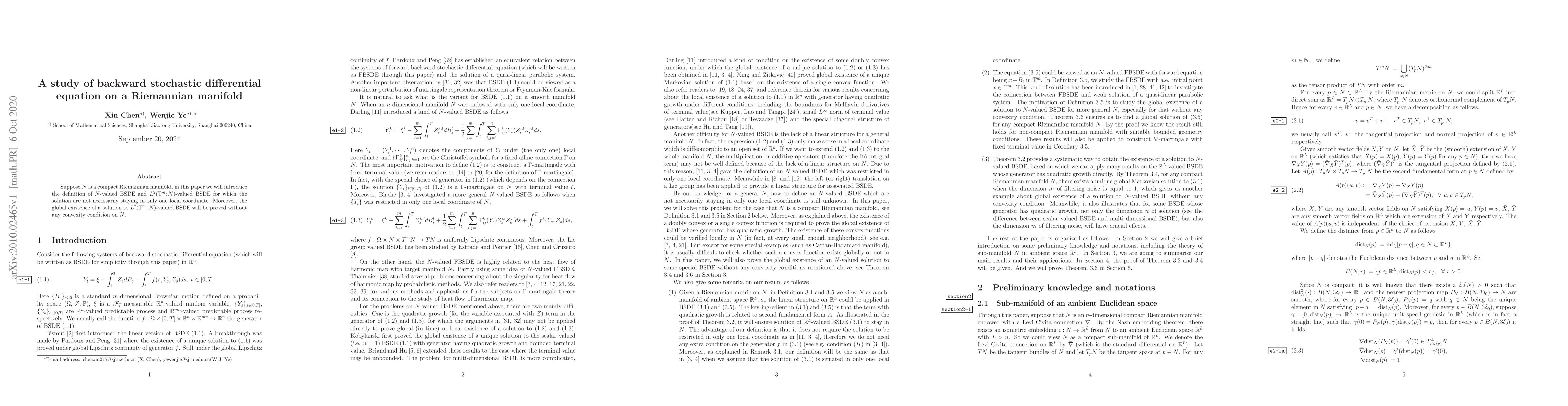Thumbnail for A study of backward stochastic differential equation on a Riemannian
  manifold