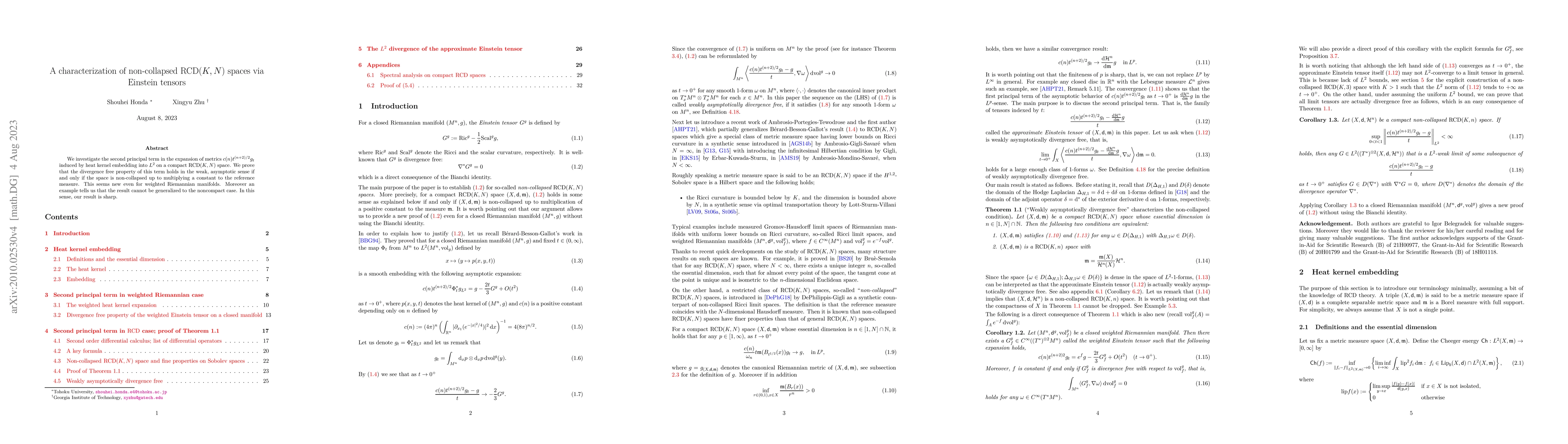 Thumbnail for A characterization of non-collapsed $RCD(K, N)$ spaces via Einstein
  tensors
