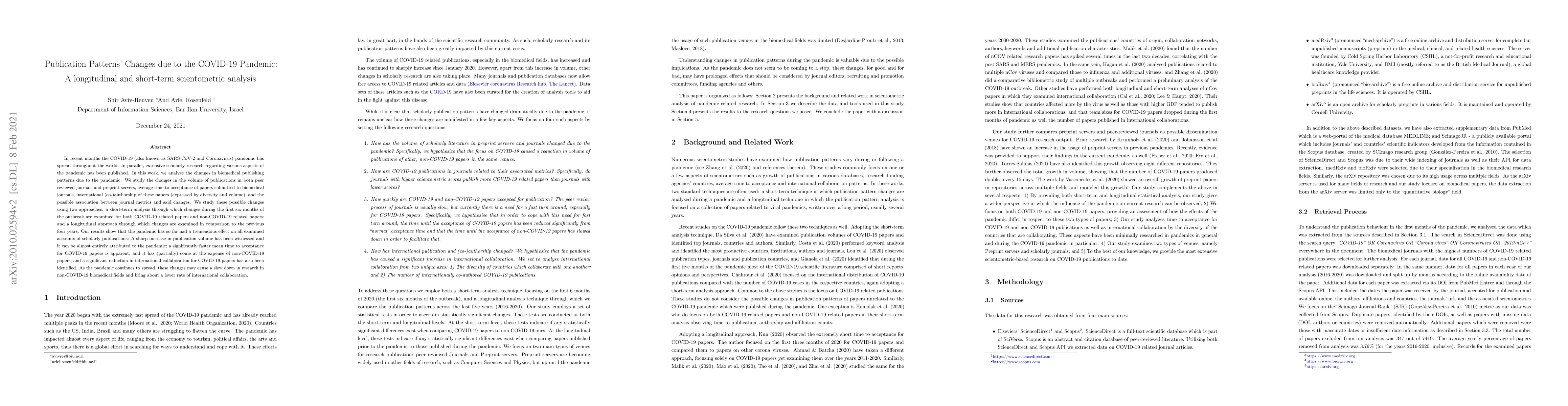 Thumbnail for Publication Patterns' Changes due to the COVID-19 Pandemic: A
  longitudinal and short-term scientometric analysis