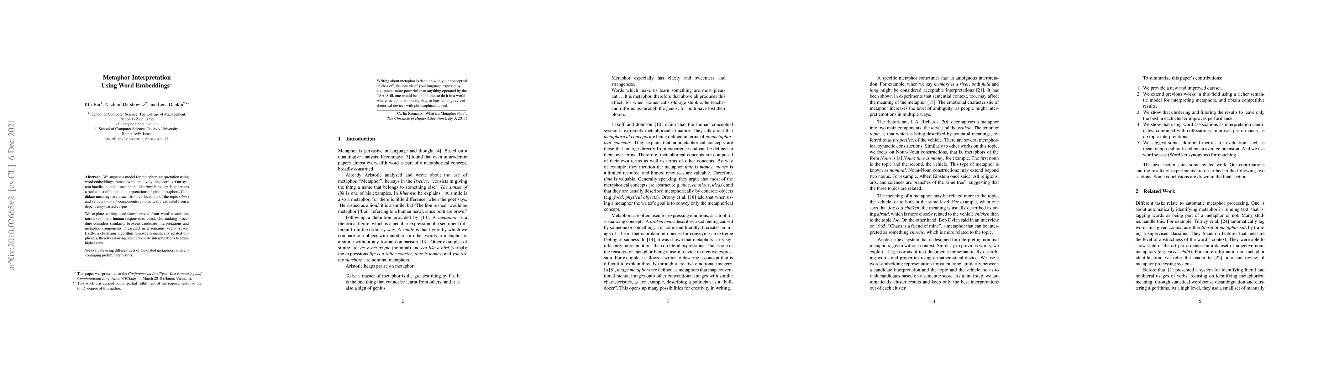 Thumbnail for Metaphor Interpretation Using Word Embeddings