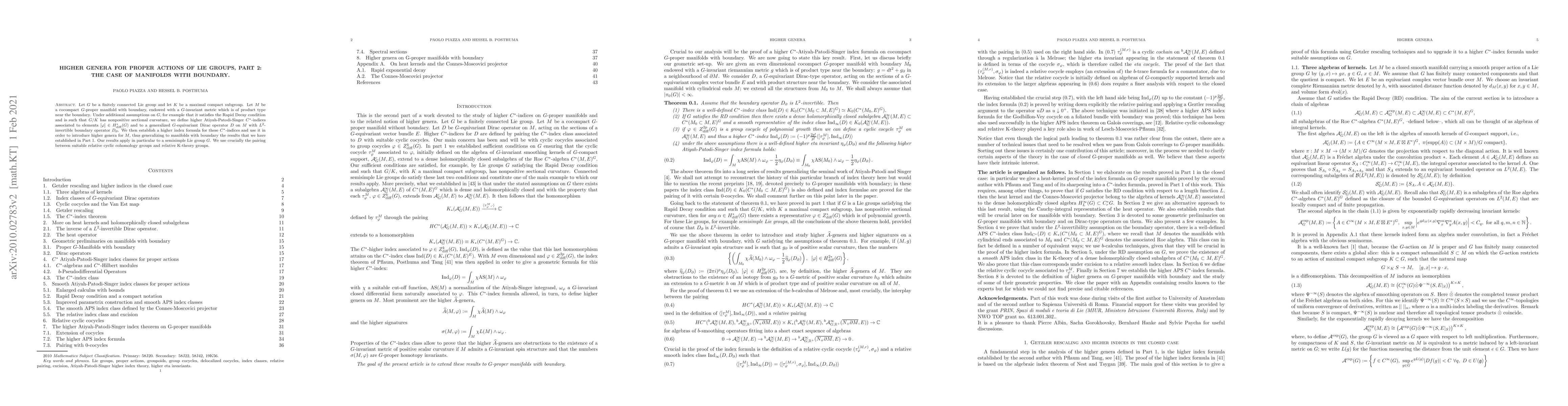Thumbnail for Higher genera for proper actions of Lie groups, Part 2: the case of
  manifolds with boundary