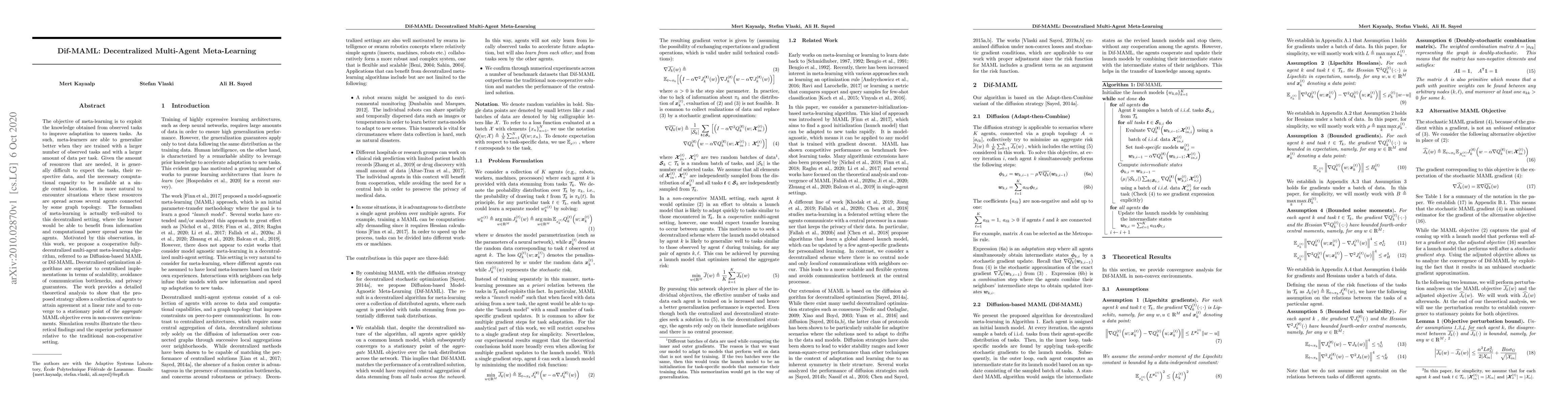 Thumbnail for Dif-MAML: Decentralized Multi-Agent Meta-Learning
