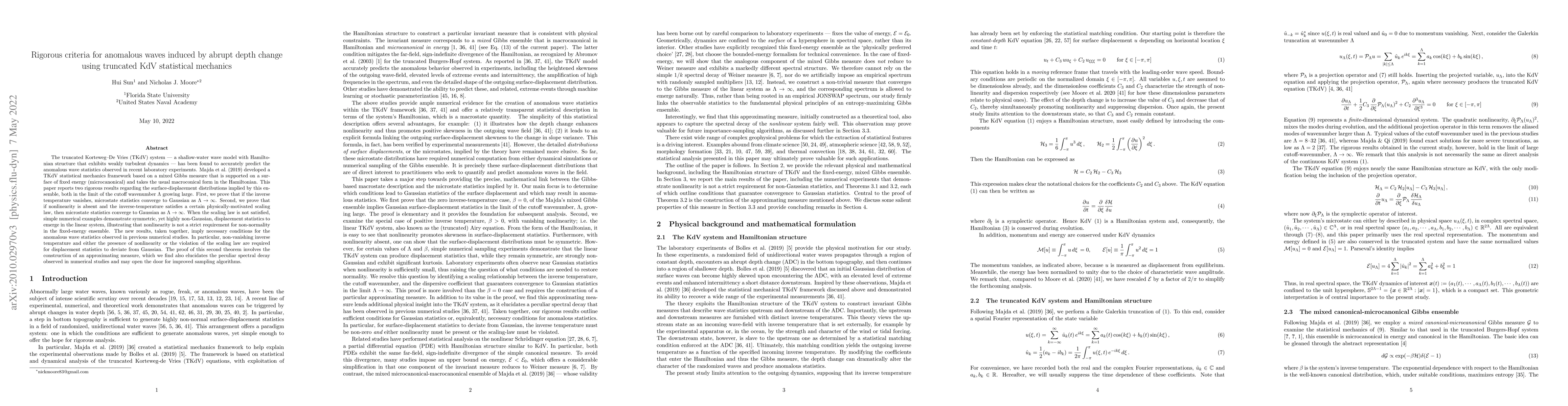 Thumbnail for Rigorous criteria for anomalous waves induced by abrupt depth change
  using truncated KdV statistical mechanics