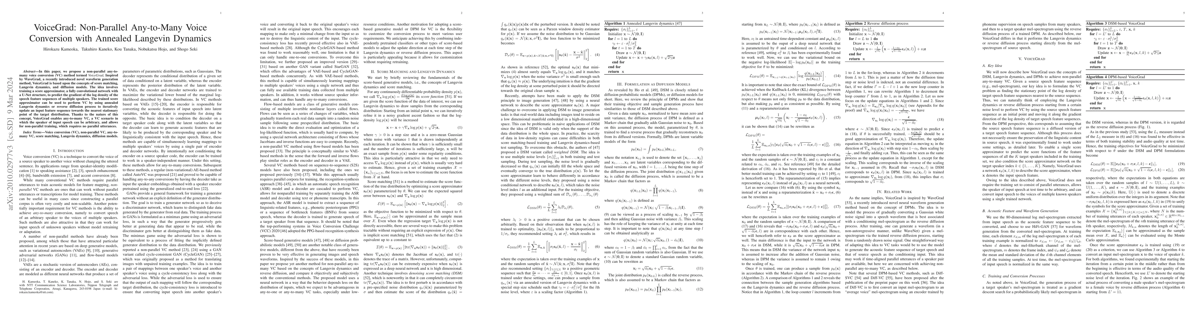 Thumbnail for VoiceGrad: Non-Parallel Any-to-Many Voice Conversion with Annealed
  Langevin Dynamics