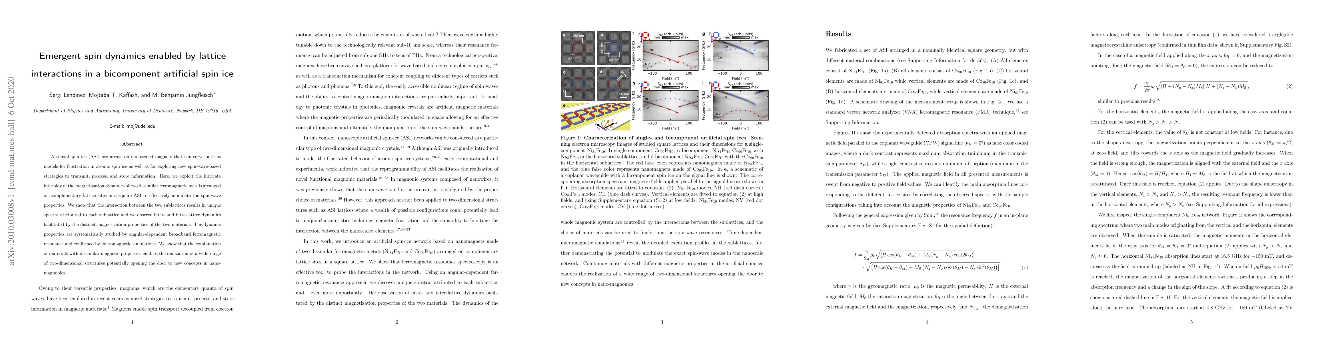 Thumbnail for Emergent spin dynamics enabled by lattice interactions in a bicomponent
  artificial spin ice