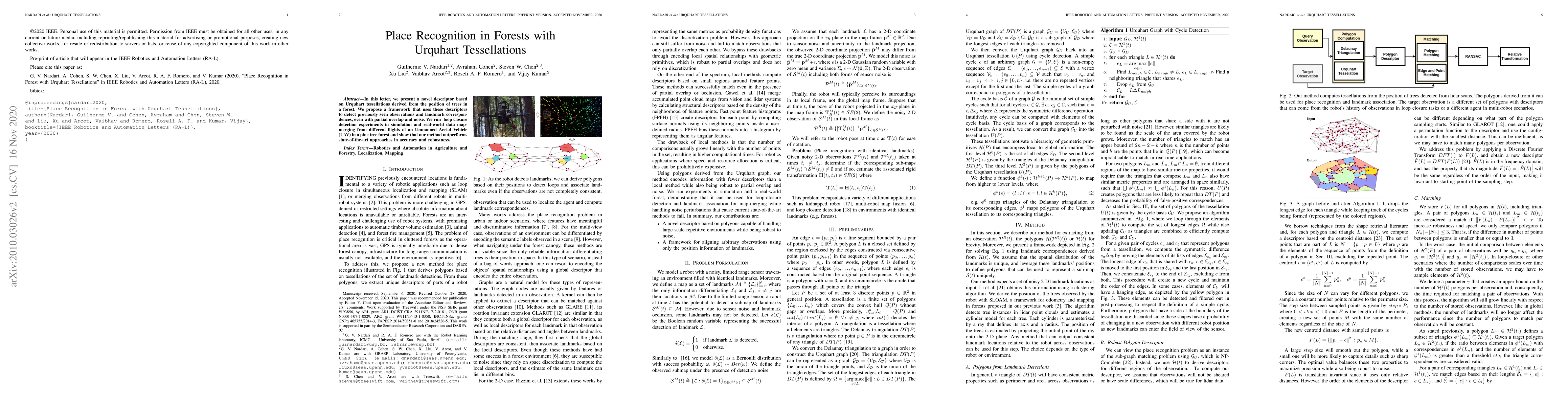Thumbnail for Place Recognition in Forests with Urquhart Tessellations