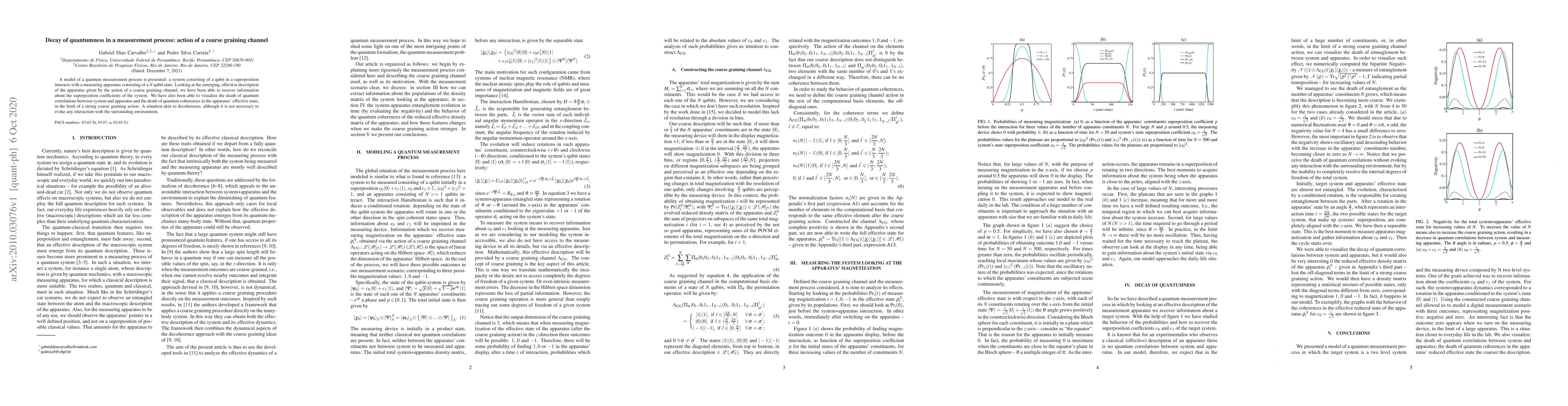 Thumbnail for Decay of quantumness in a measurement process: Action of a
  coarse-graining channel