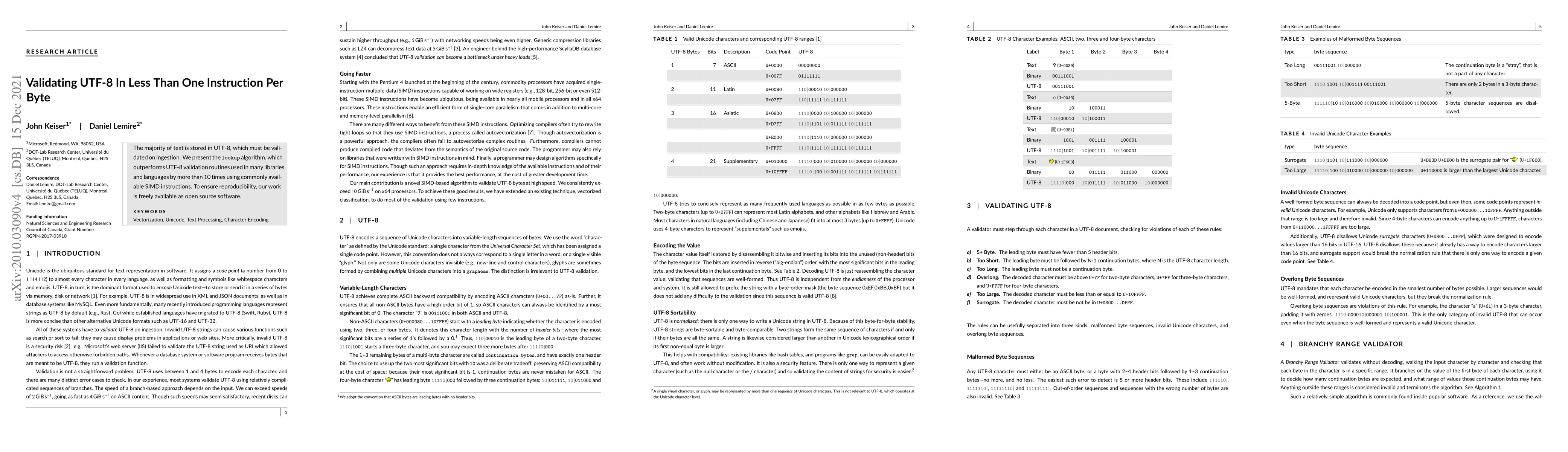 Thumbnail for Validating UTF-8 In Less Than One Instruction Per Byte