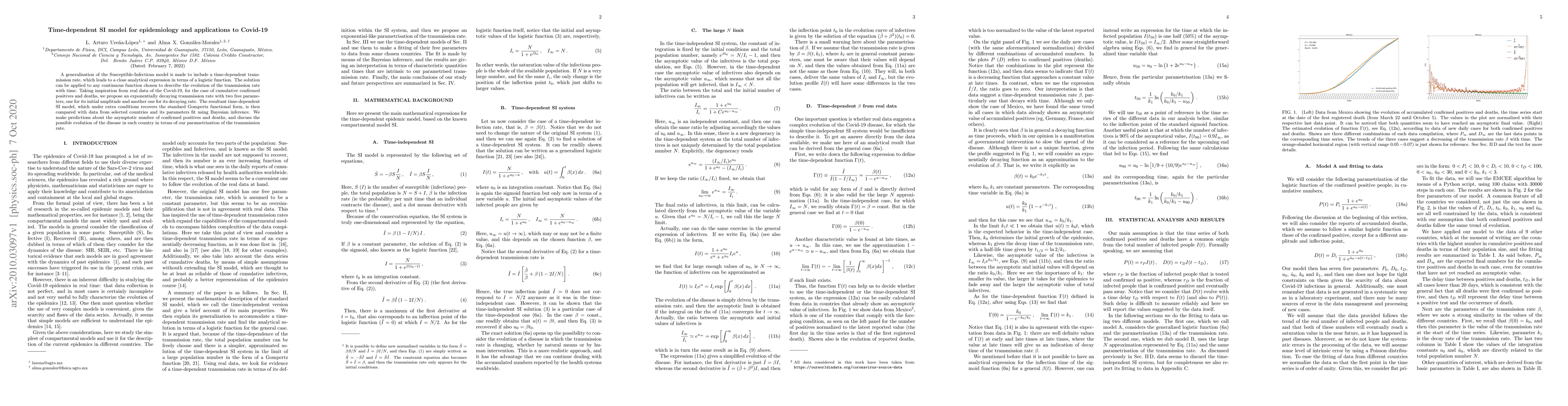 Thumbnail for Time-dependent SI model for epidemiology and applications to Covid-19