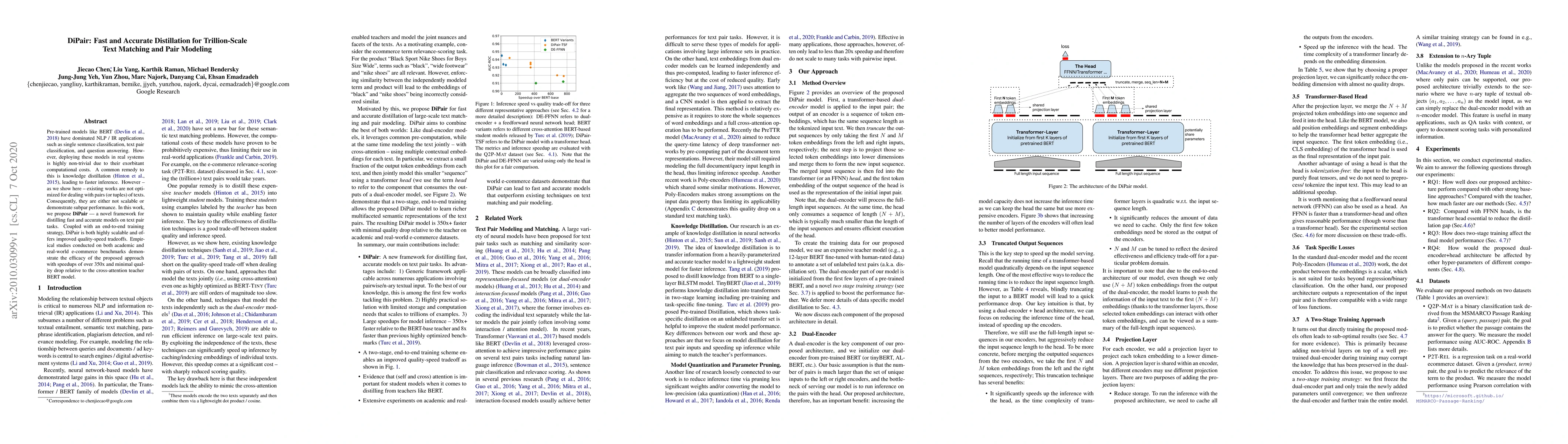 Thumbnail for DiPair: Fast and Accurate Distillation for Trillion-Scale Text Matching
  and Pair Modeling
