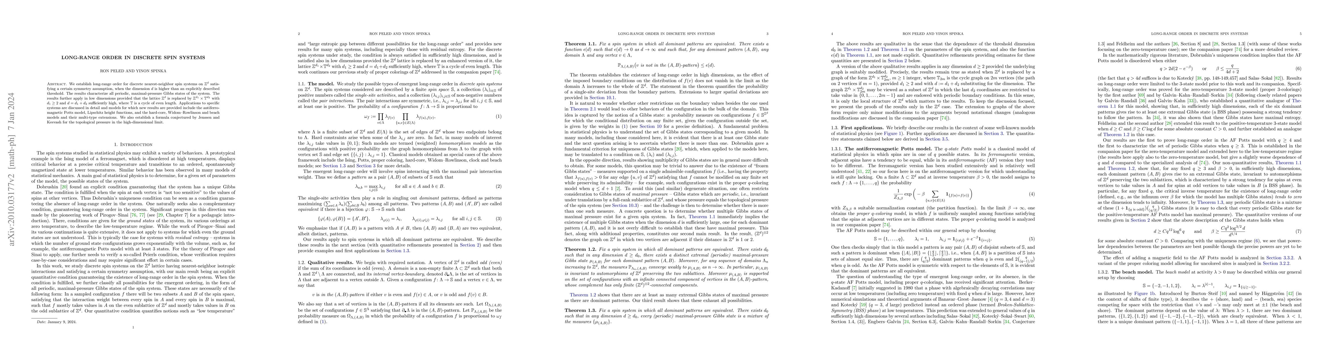 Thumbnail for Long-range order in discrete spin systems