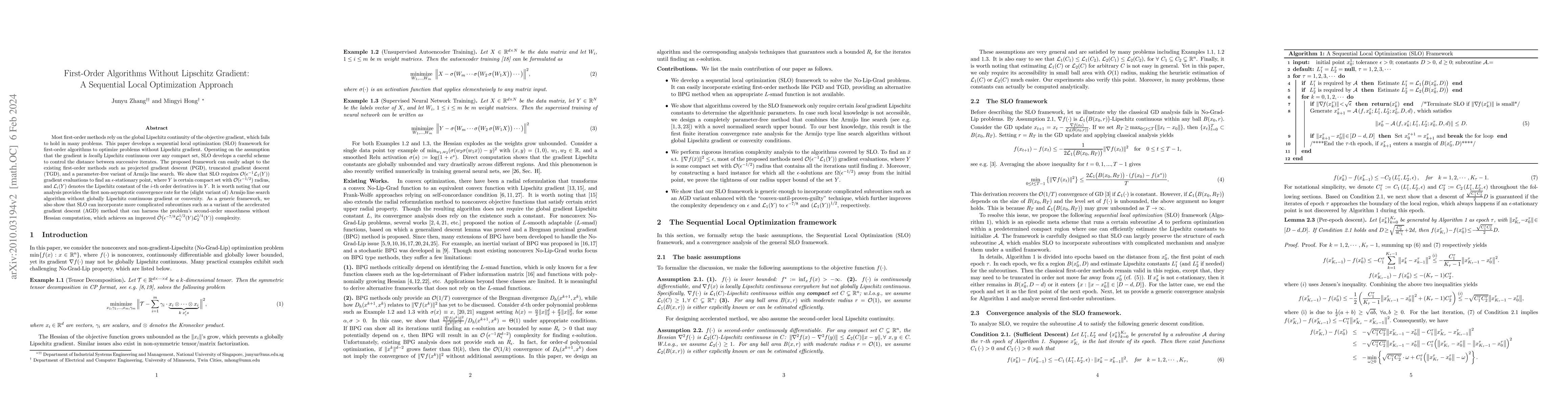 Thumbnail for First-Order Algorithms Without Lipschitz Gradient: A Sequential Local
  Optimization Approach