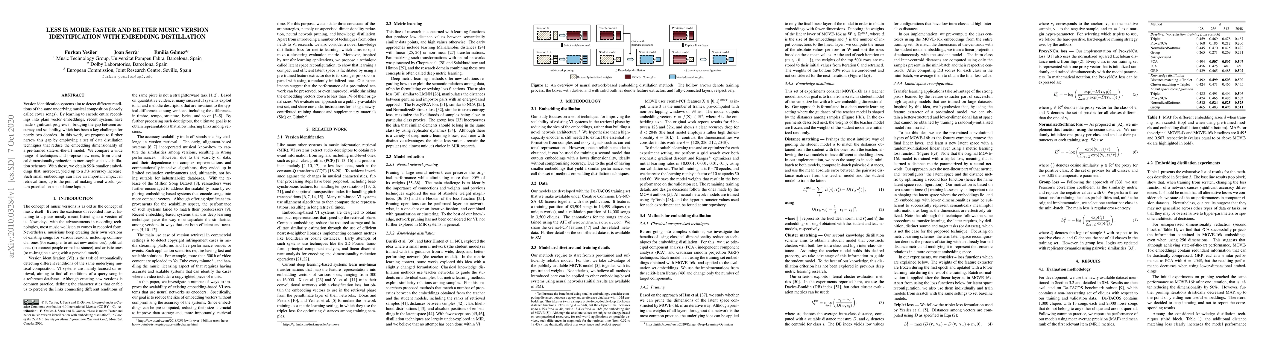 Thumbnail for Less is more: Faster and better music version identification with
  embedding distillation