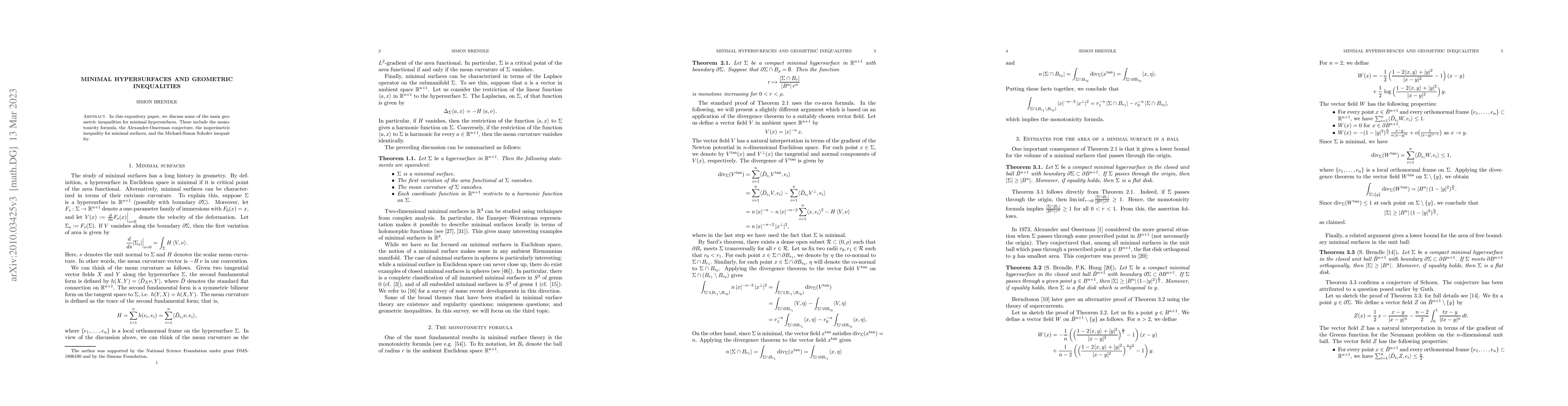 Thumbnail for Minimal hypersurfaces and geometric inequalities