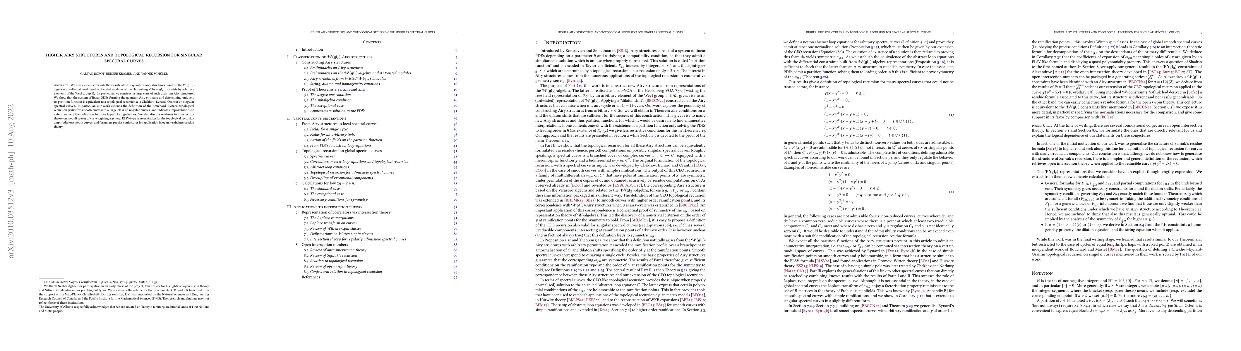 Thumbnail for Higher Airy structures and topological recursion for singular spectral
  curves