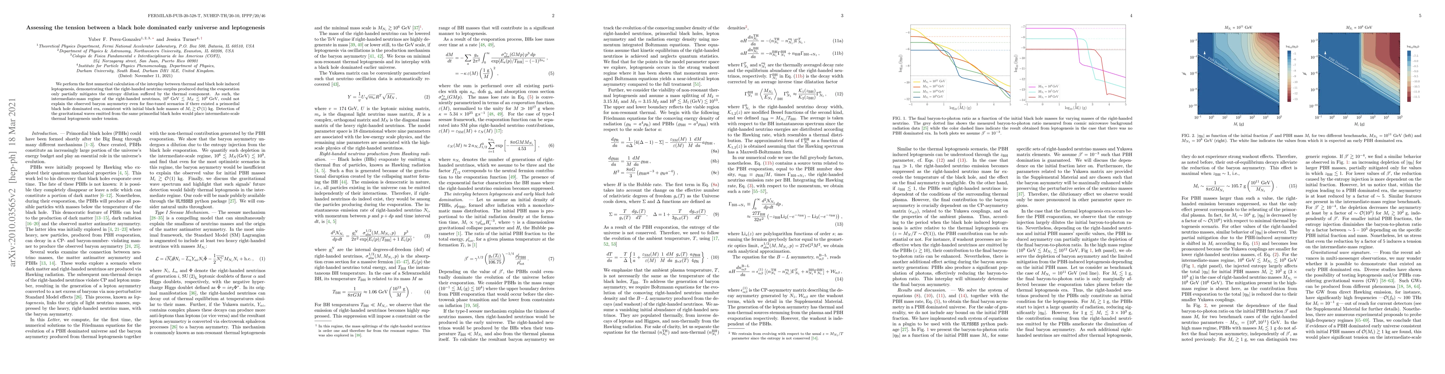 Thumbnail for Assessing the tension between a black hole dominated early universe and
  leptogenesis