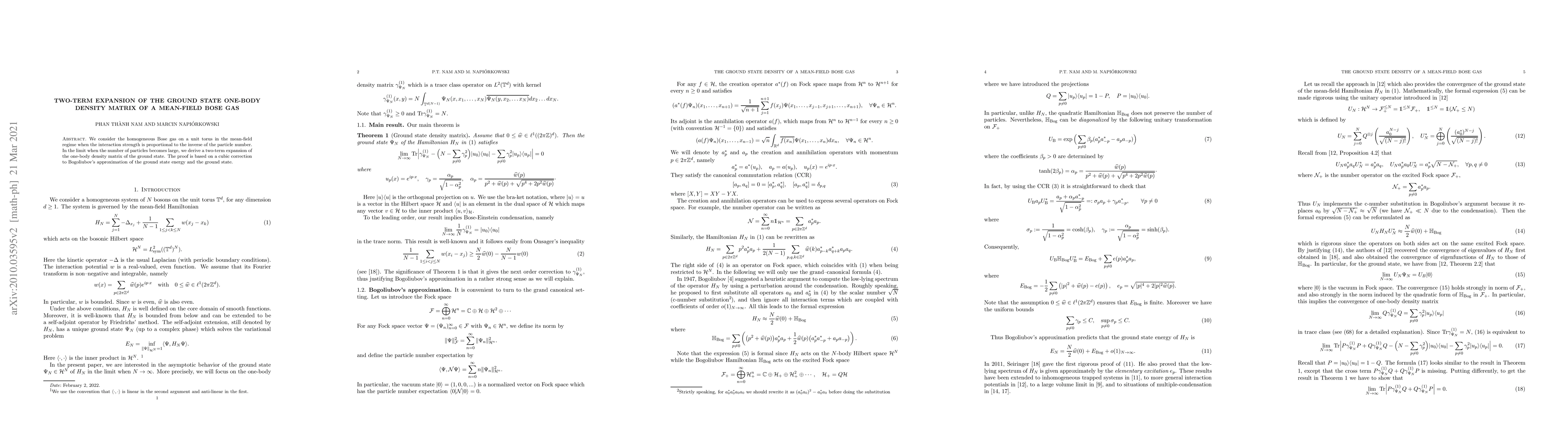 Thumbnail for Two-term expansion of the ground state one-body density matrix of a
  mean-field Bose gas