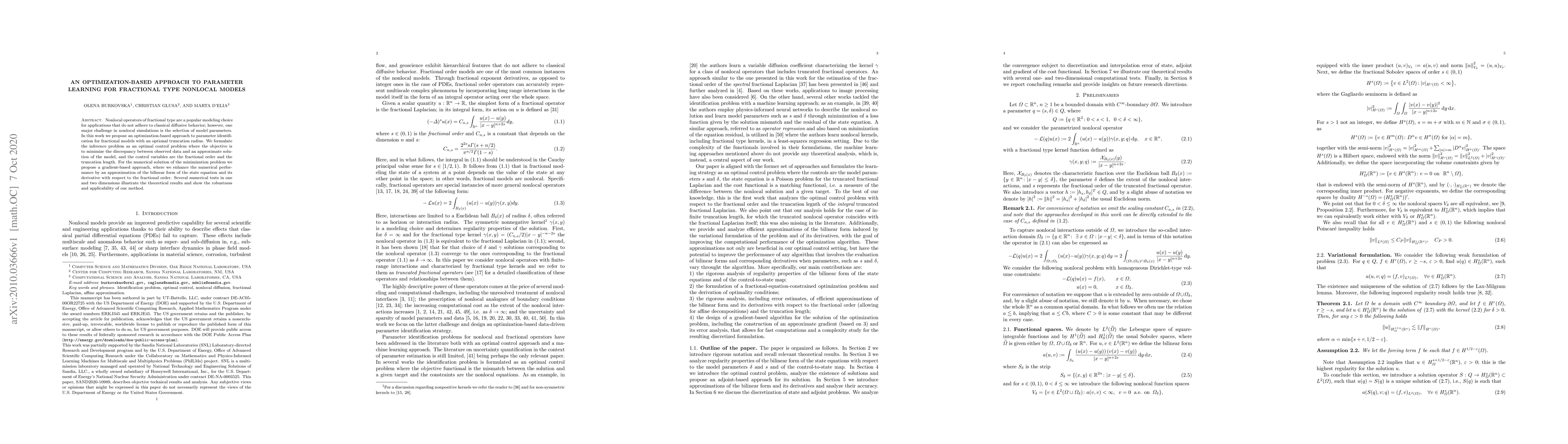 Thumbnail for An optimization-based approach to parameter learning for fractional type
  nonlocal models