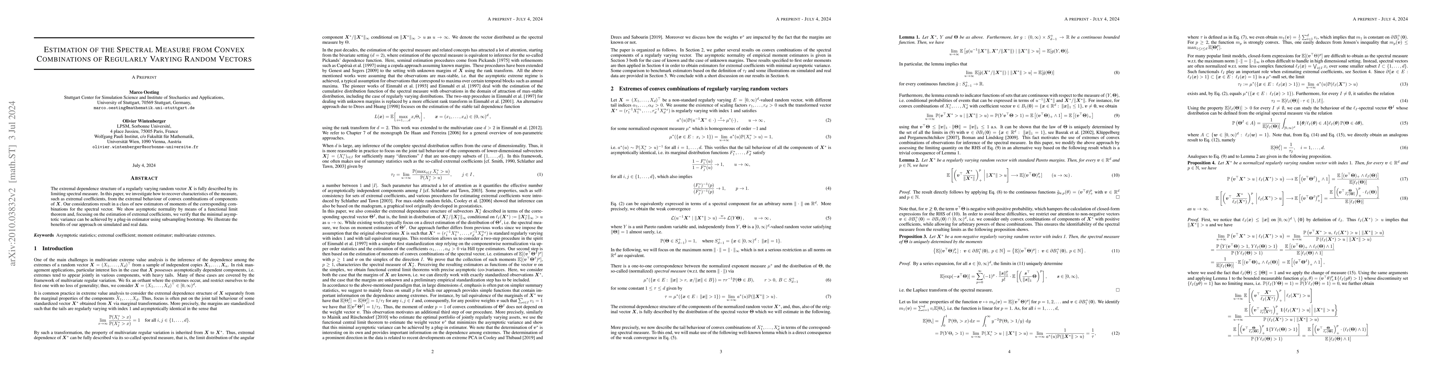 Thumbnail for Estimation of the Spectral Measure from ConvexCombinations of Regularly
  Varying RandomVectors