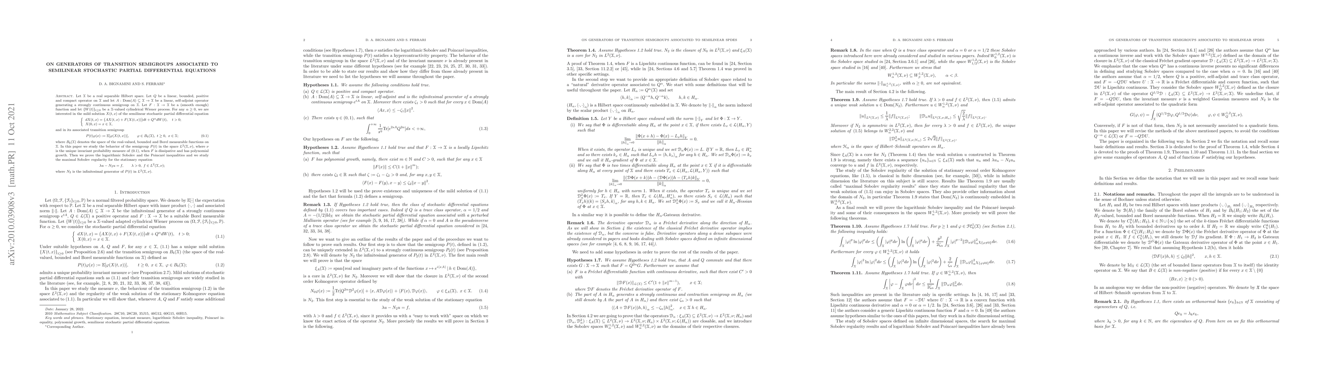 Thumbnail for On generators of transition semigroups associated to semilinear
  stochastic partial differential equations