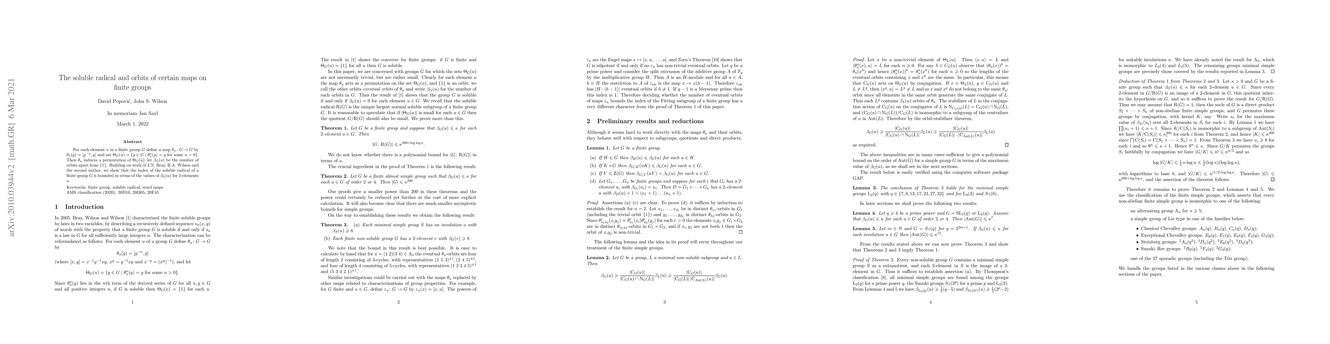 Thumbnail for The soluble radical and orbits of certain maps on finite groups