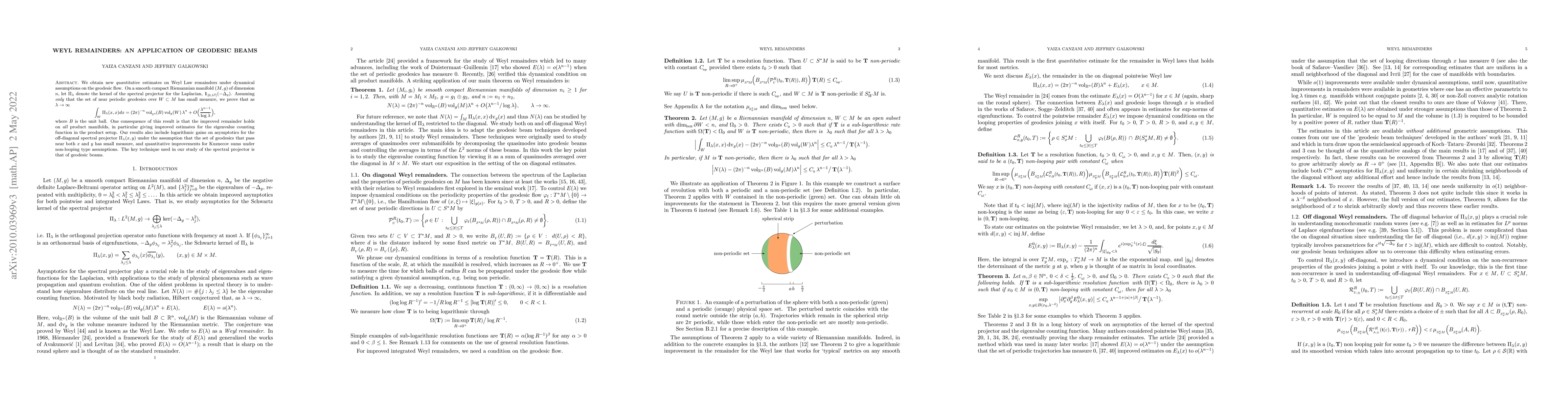 Thumbnail for Weyl remainders: an application of geodesic beams