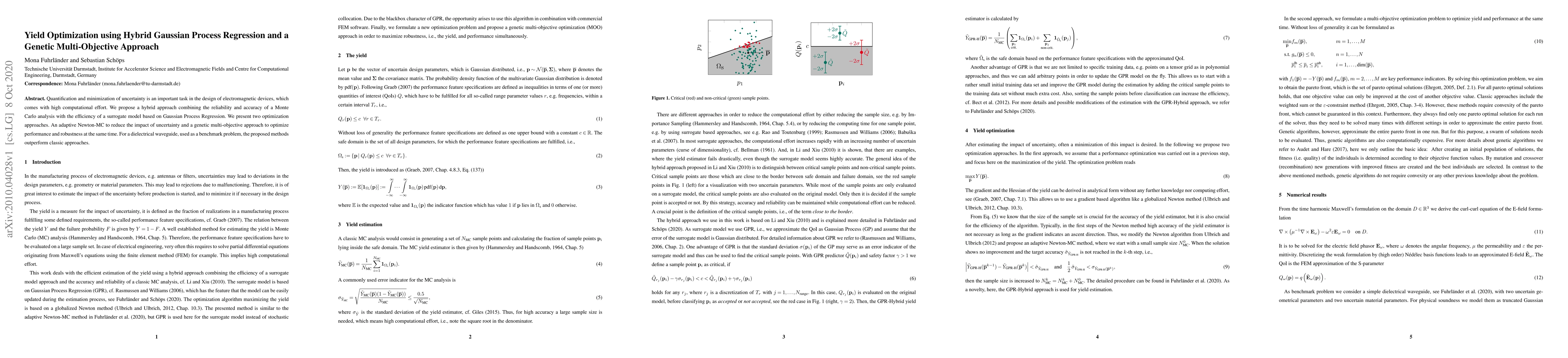 Thumbnail for Yield Optimization using Hybrid Gaussian Process Regression and a
  Genetic Multi-Objective Approach
