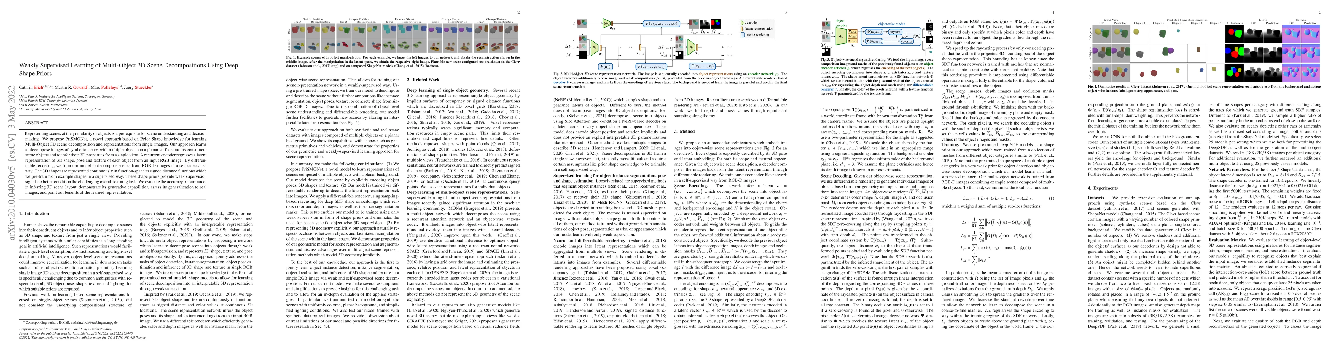 Thumbnail for Weakly Supervised Learning of Multi-Object 3D Scene Decompositions Using
  Deep Shape Priors