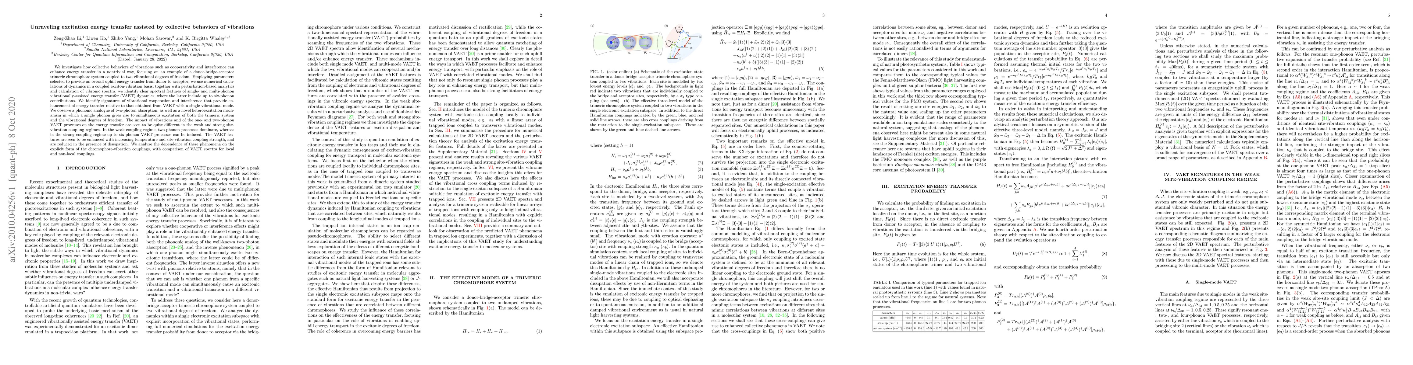 Thumbnail for Unraveling excitation energy transfer assisted by collective behaviors
  of vibrations