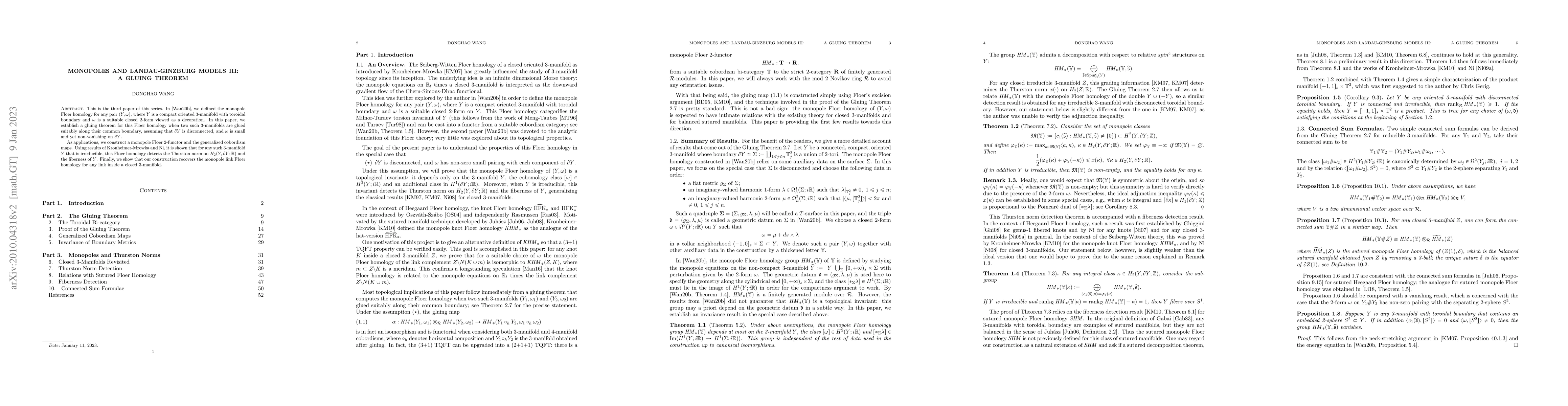 Thumbnail for Monopoles and Landau-Ginzburg Models III: A Gluing Theorem
