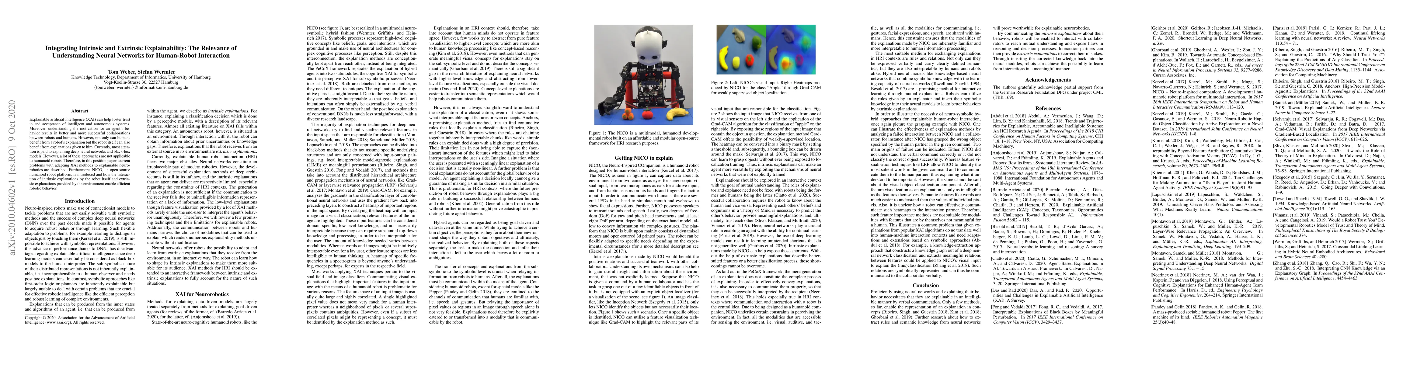 Thumbnail for Integrating Intrinsic and Extrinsic Explainability: The Relevance of
  Understanding Neural Networks for Human-Robot Interaction