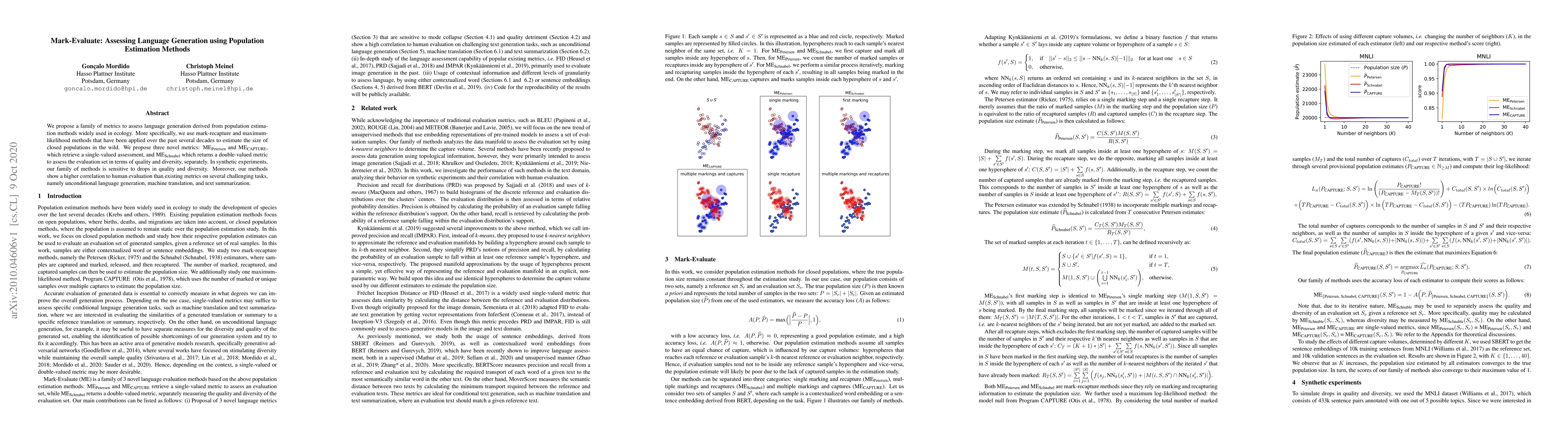 Thumbnail for Mark-Evaluate: Assessing Language Generation using Population Estimation
  Methods