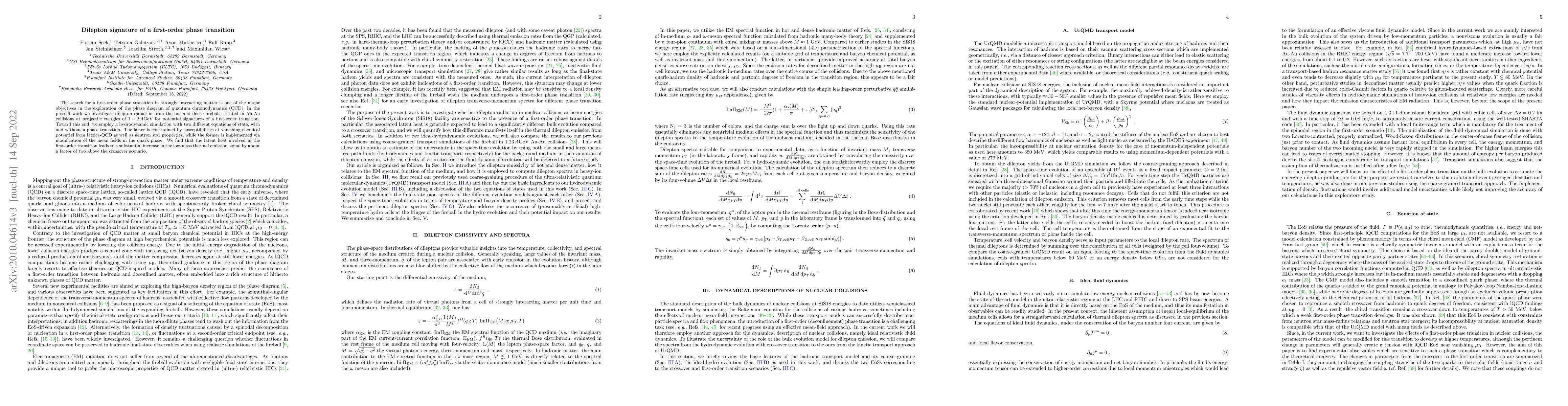 Thumbnail for Dilepton Signature of a First-Order Phase Transition