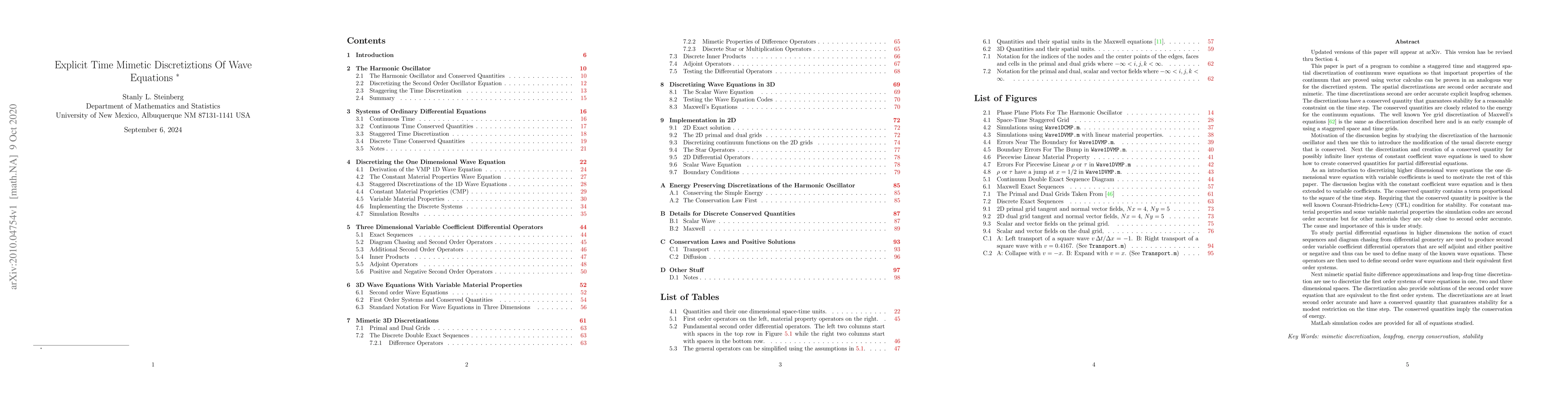 Thumbnail for Explicit Time Mimetic Discretiztions Of Wave Equations