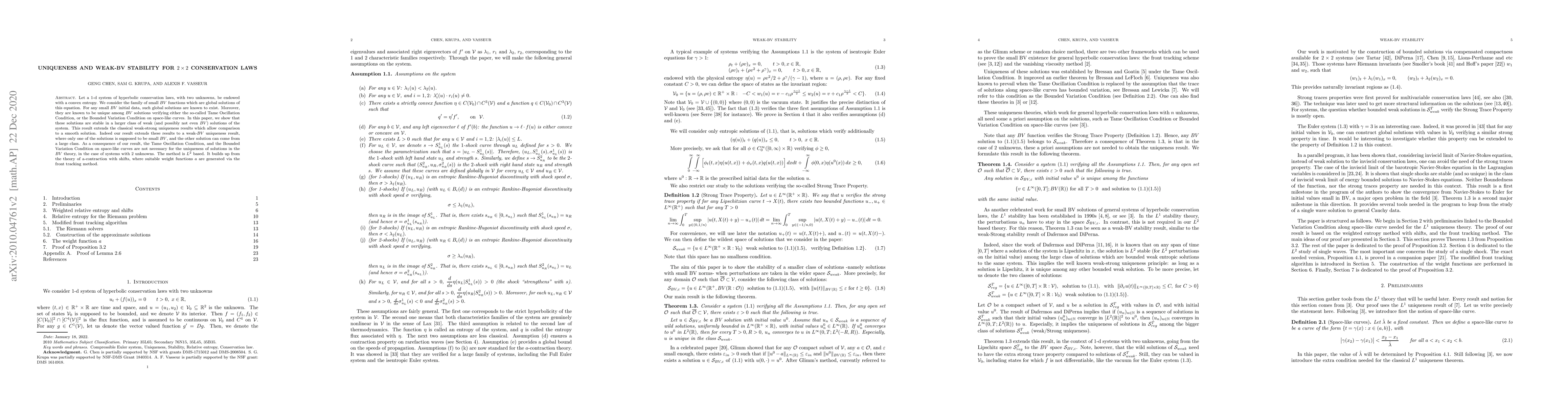 Thumbnail for Uniqueness and weak-BV stability for $2\times 2$ conservation laws