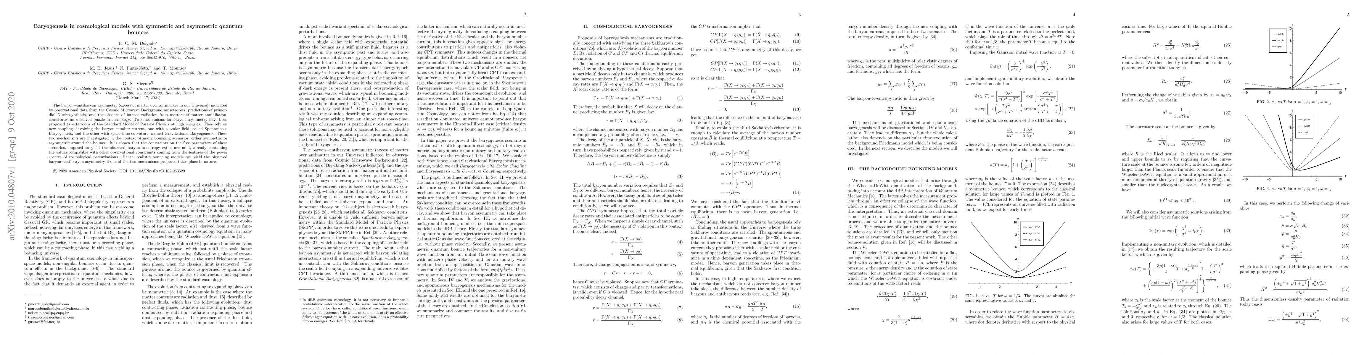 Thumbnail for Baryogenesis in cosmological models with symmetric and asymmetric
  quantum bounces