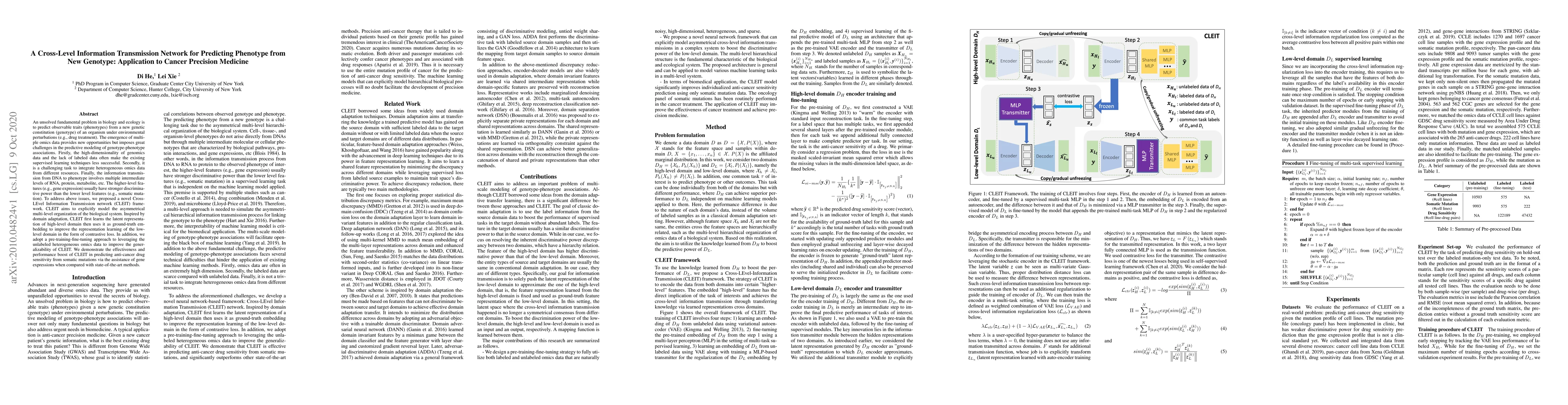 Thumbnail for A Cross-Level Information Transmission Network for Predicting Phenotype
  from New Genotype: Application to Cancer Precision Medicine