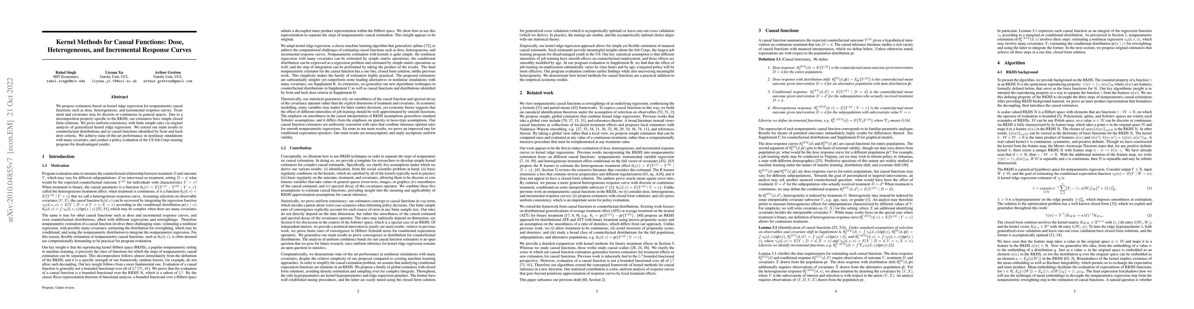Thumbnail for Kernel Methods for Causal Functions: Dose, Heterogeneous, and
  Incremental Response Curves