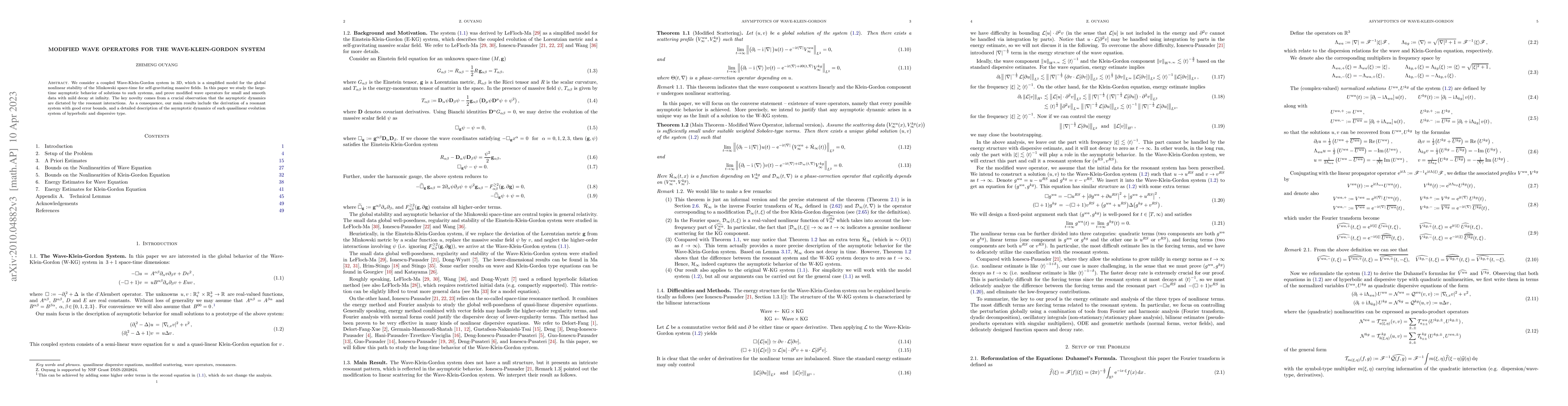 Thumbnail for Modified Wave Operators for the Wave-Klein-Gordon System