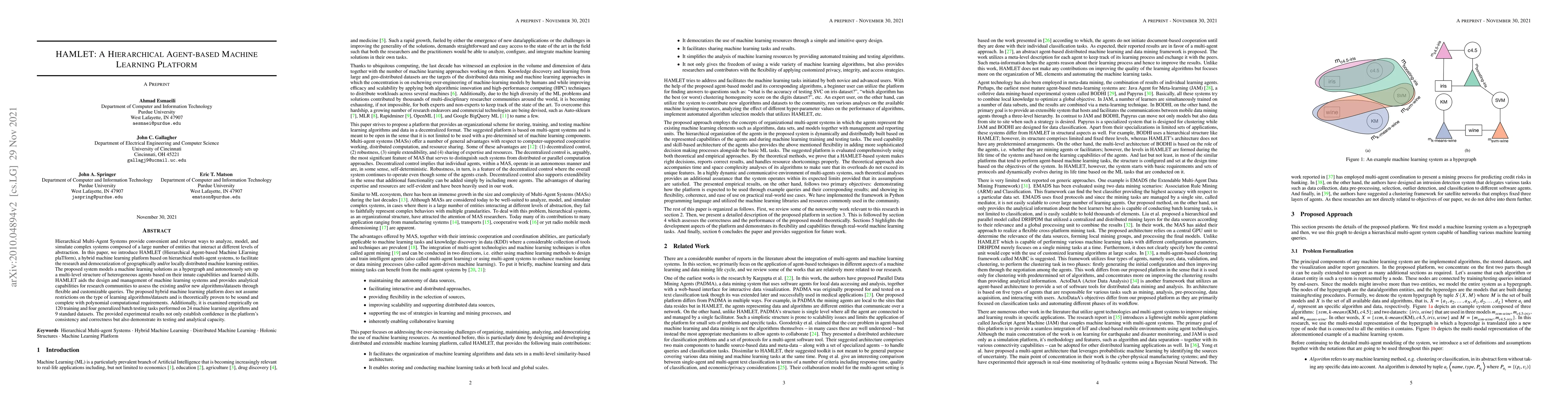 Thumbnail for HAMLET: A Hierarchical Agent-based Machine Learning Platform