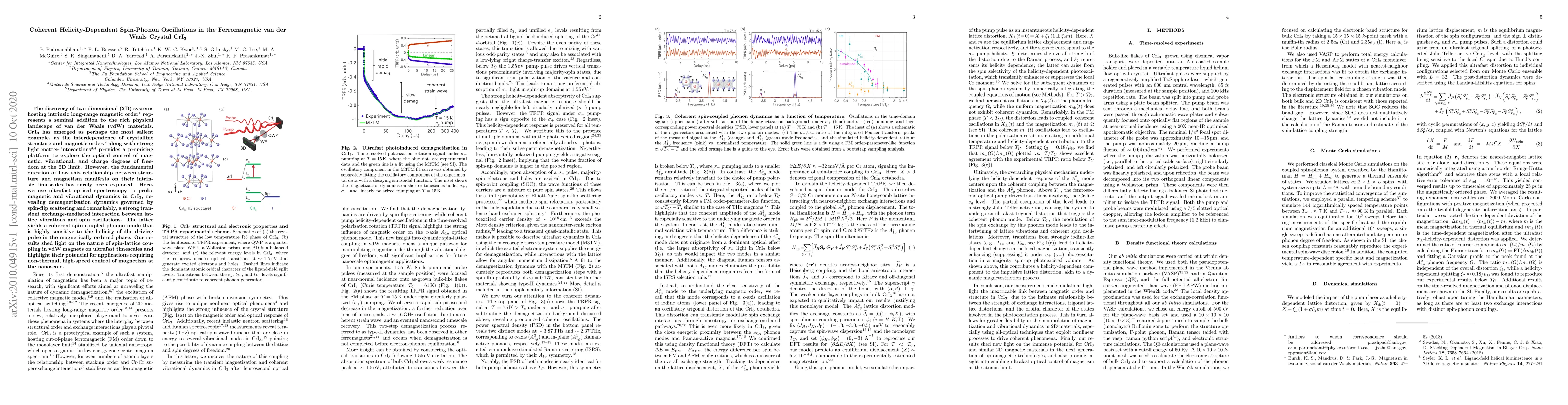 Thumbnail for Coherent Helicity-Dependent Spin-Phonon Oscillations in the
  Ferromagnetic van der Waals Crystal CrI3