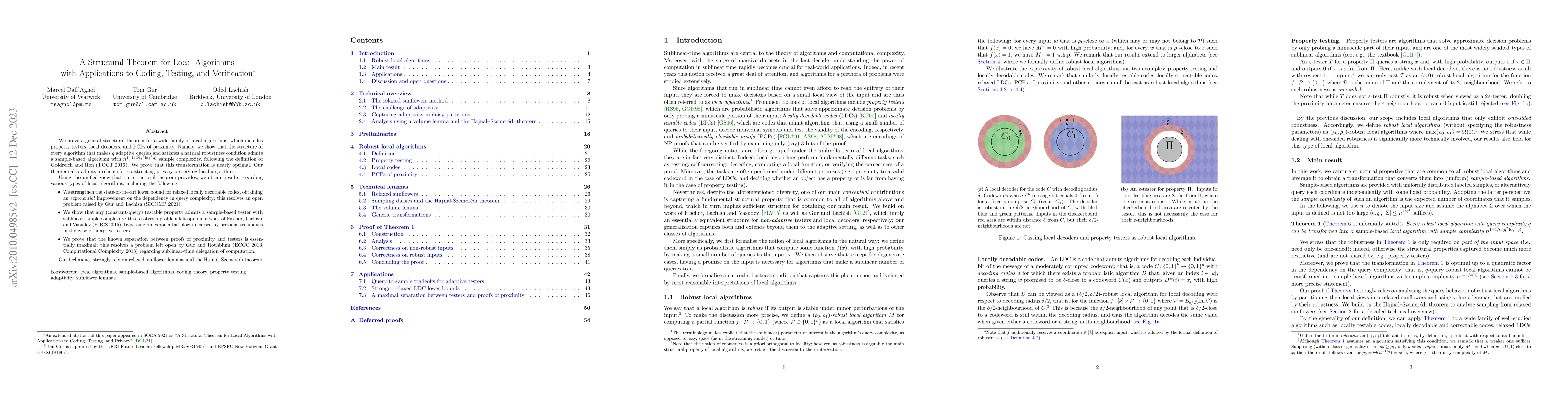 Thumbnail for A Structural Theorem for Local Algorithms with Applications to Coding,
  Testing, and Verification