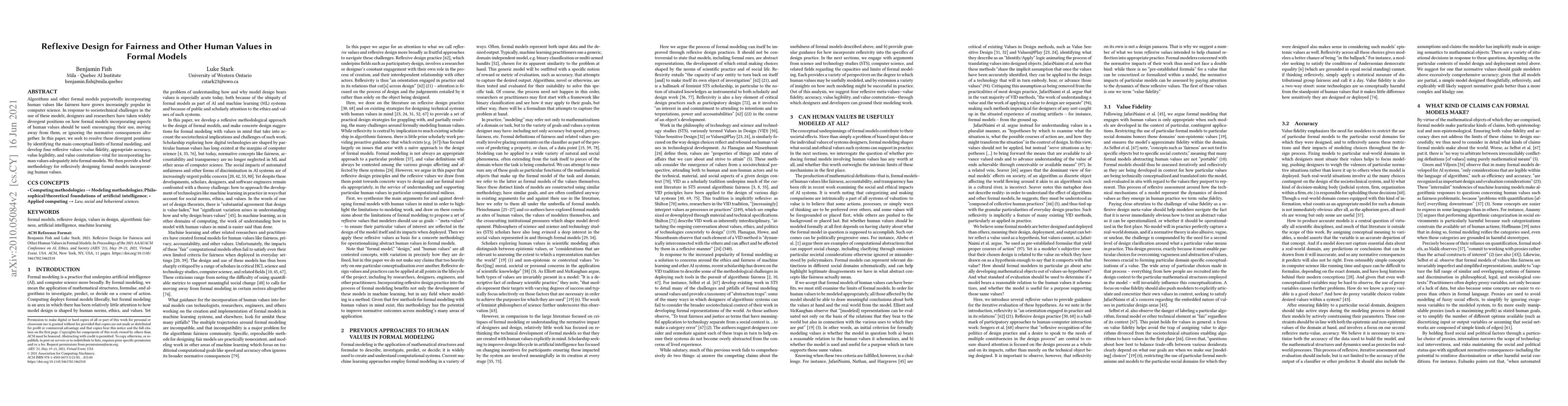 Thumbnail for Reflexive Design for Fairness and Other Human Values in Formal Models