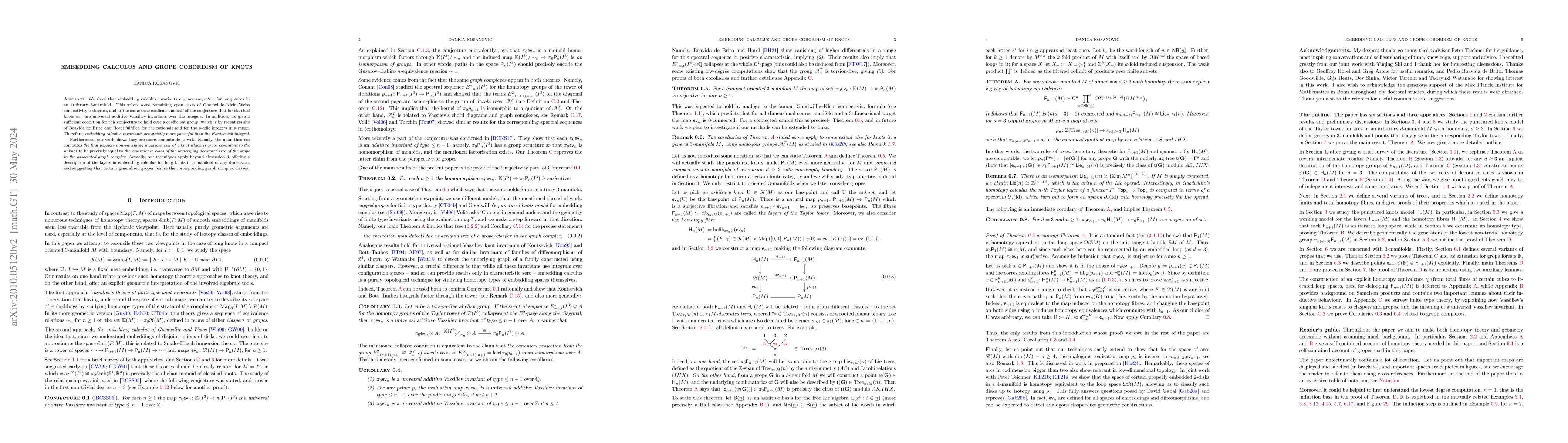 Thumbnail for Embedding calculus and grope cobordism of knots
