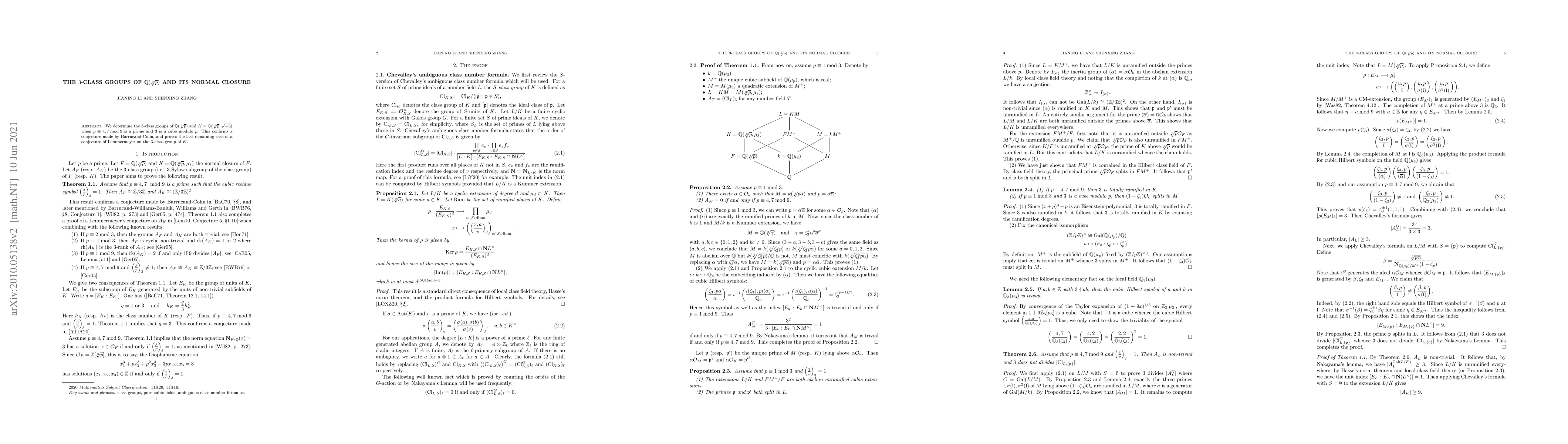 Thumbnail for The $3$-class groups of $\mathbb{Q}(\sqrt[3]{p})$ and its normal closure