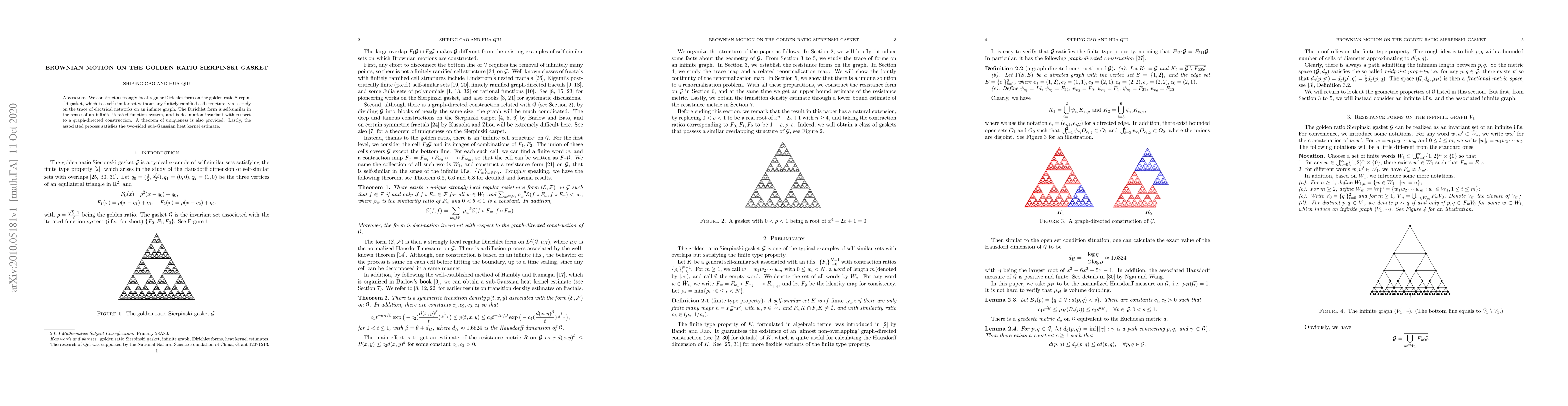 Thumbnail for Brownian motion on the golden ratio Sierpinski gasket