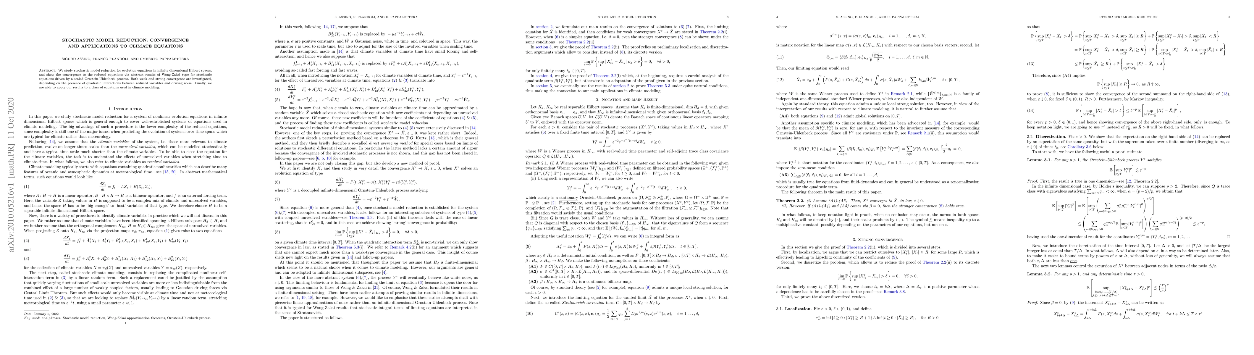 Thumbnail for Stochastic model reduction: convergence and applications to climate
  equations