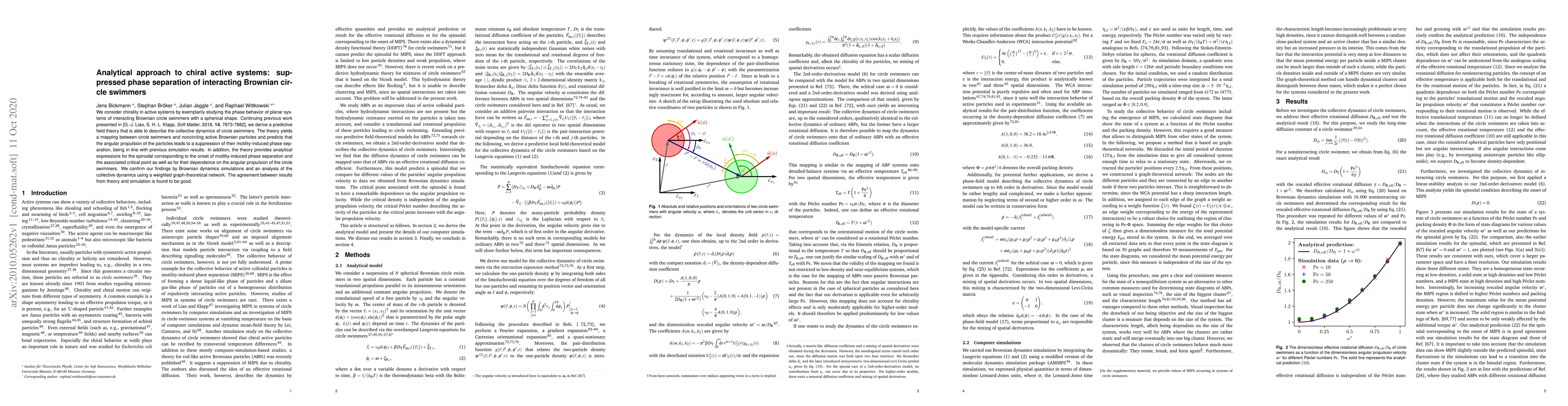 Thumbnail for Analytical approach to chiral active systems: suppressed phase
  separation of interacting Brownian circle swimmers