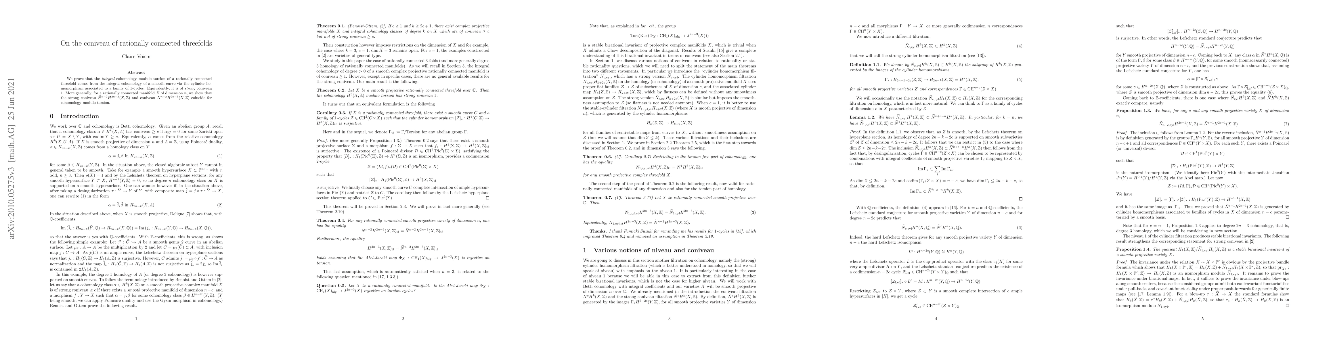 Thumbnail for On the coniveau of rationally connected threefolds